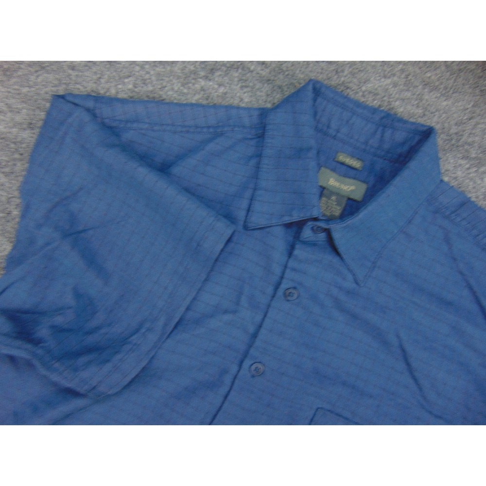 Bruno Button Down Shirt Mens XL Sueded Blue Grid Short Sleeve Dadcore Casual
